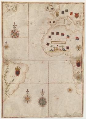 Portulan portugais par Joào Teixeira Albernaz. Parchemin, 1640