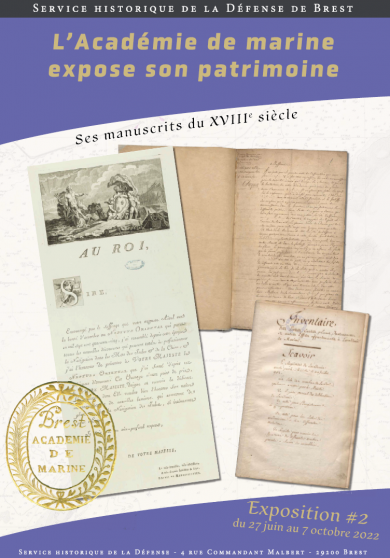 Affiche expo « L’Académie de marine expose ses manuscrits » exposition SHD Brest