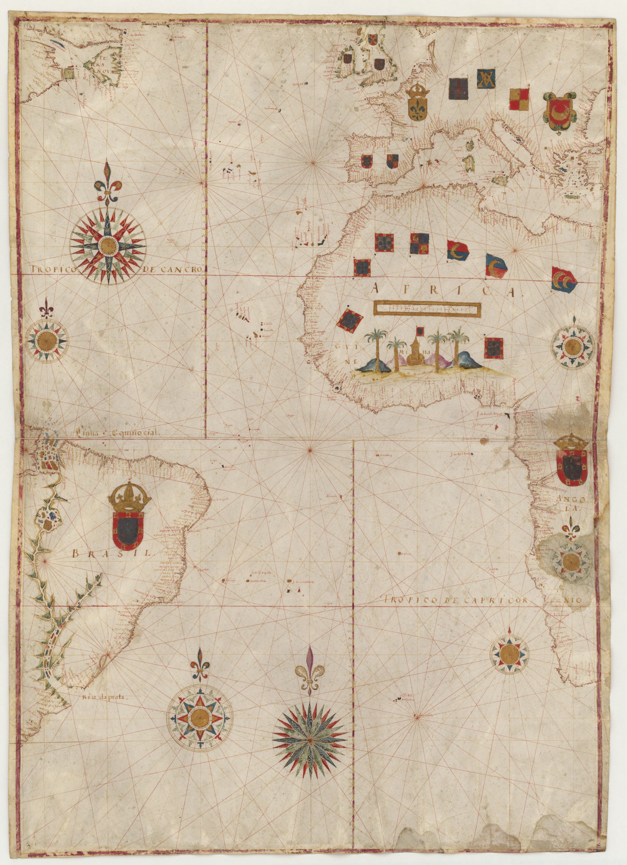 Portulan Portugais Par Joao Teixeira Albernaz Parchemin 1640 Bibliotheque Toulon Service Historique De La Defense