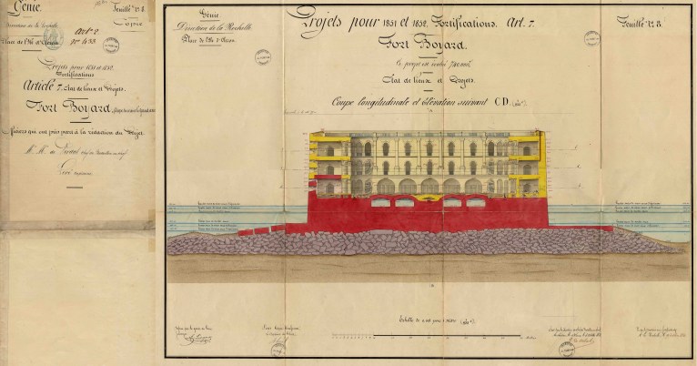 Coupe longitudinale de Fort-Boyard, 1851.